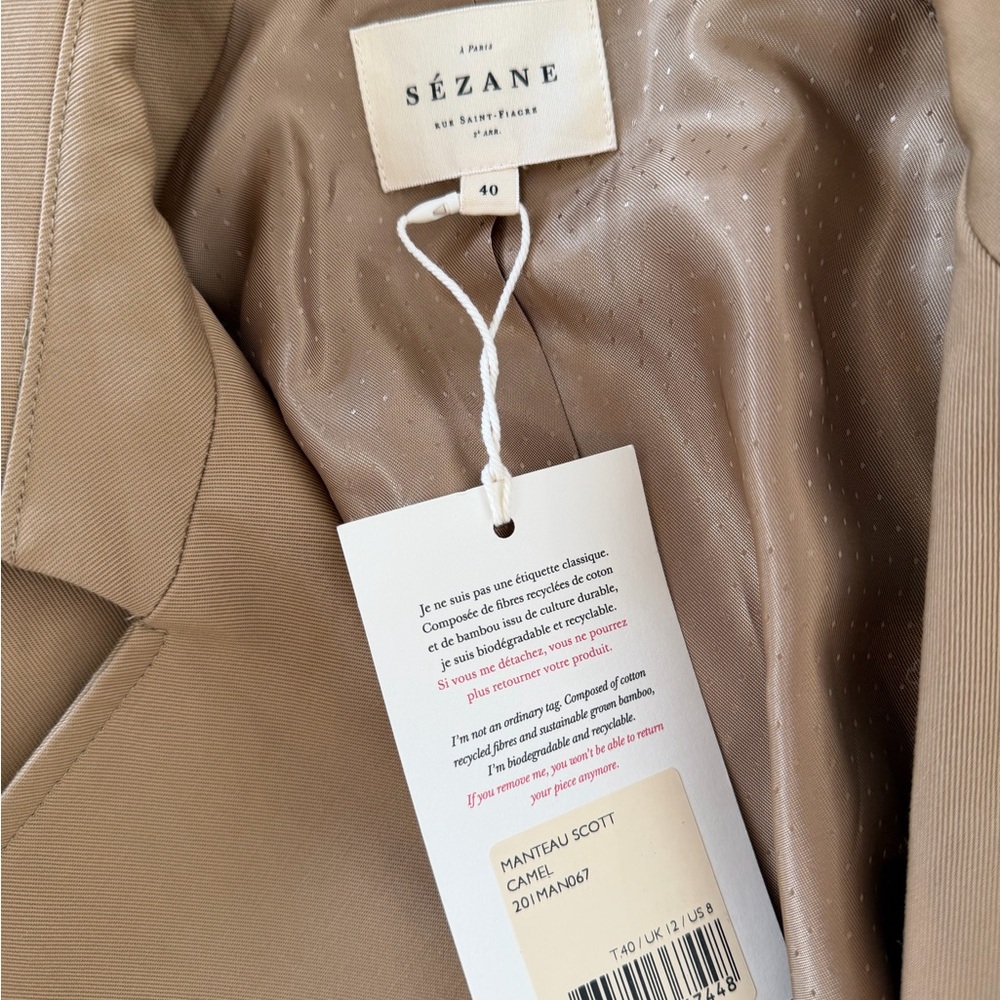 Sezane Women's Tan Trench Coat - Picture 2 of 6